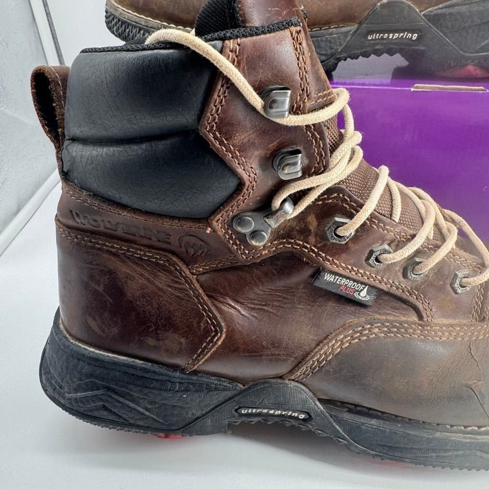 Wolverine Hellcat Fuse 6" Work Boots Men's Brown Waterproof CarbonMax Safety Toe - Picture 6 of 12